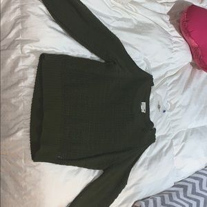 Olive Green Open Shoulder Sweater